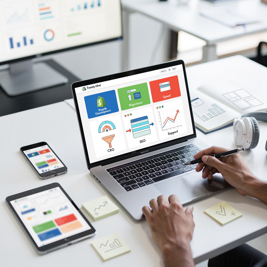 Trendy Hive professional Shopify e-commerce development and optimization services for scaling brands